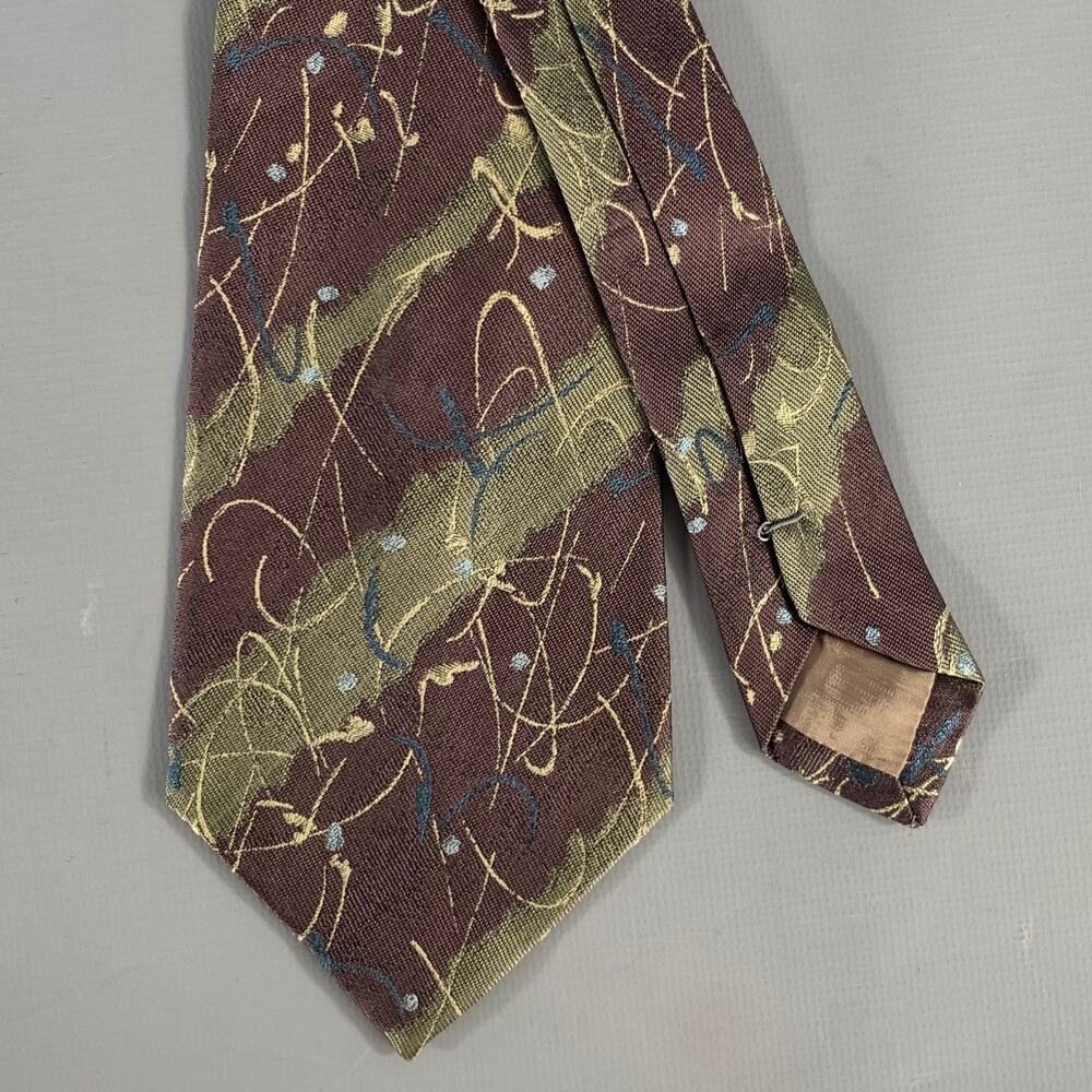 ISSEY MIYAKE Purple Green Geometric Silk Tie